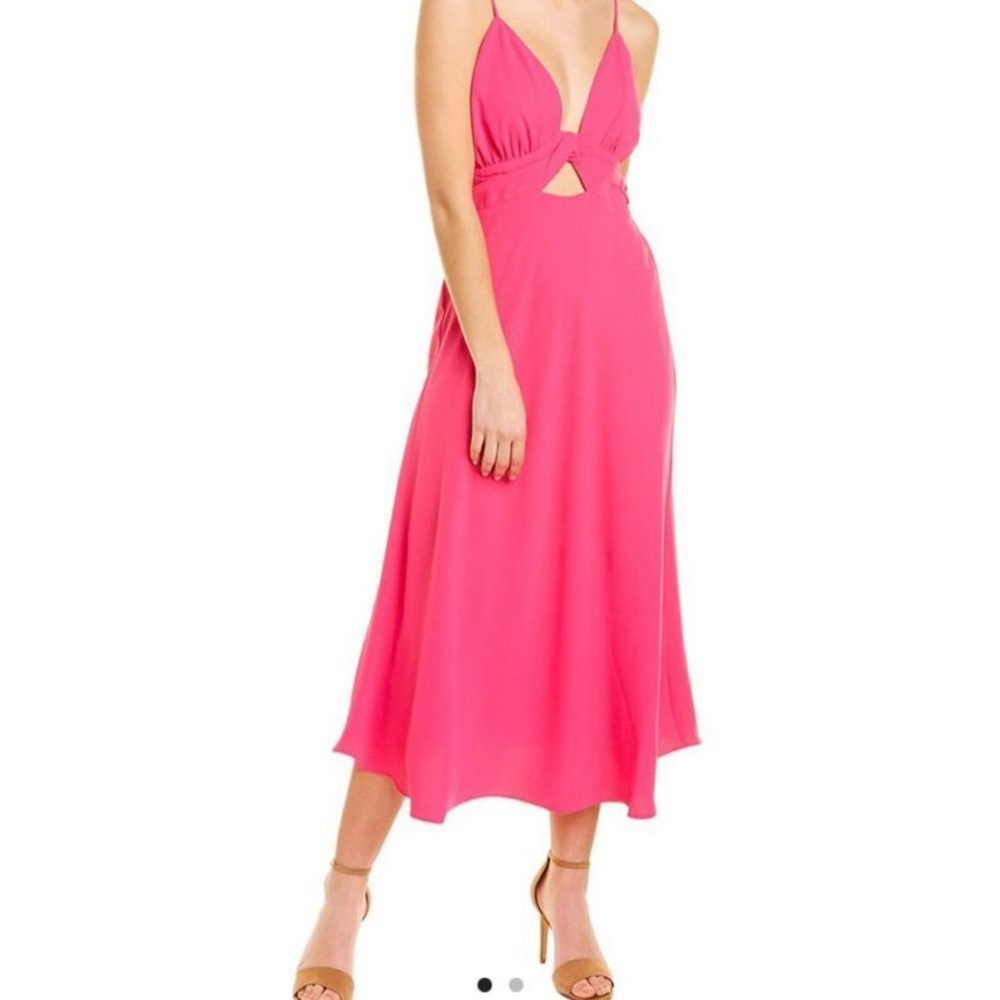 ALEXIA ADMOR HOT PINK TWIST FRONT CUTOUT MIDI DRESS, SIZE 6 NWT